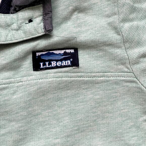 L.L. Bean Light Blue and Gray Quarter Button Up Pullover Sweater Size Large - Picture 3 of 5